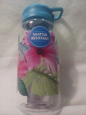 NWT Mainstays Shatterproof 33 oz Water Bottle Tropical Print
